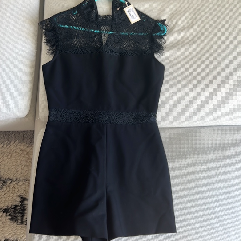 Black Embroidered Mini Jumpsuit By Maje